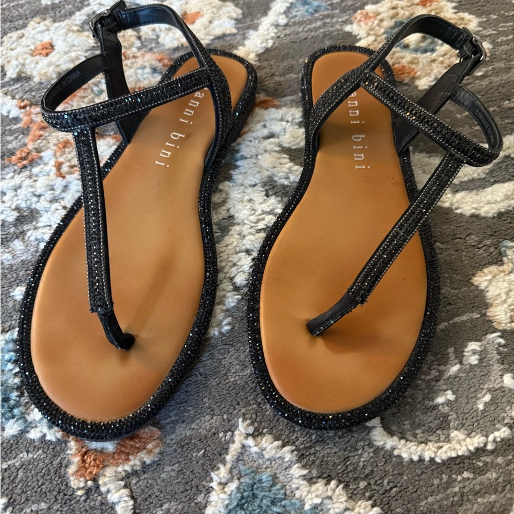 Gianni Bini Black Beaded Sandals